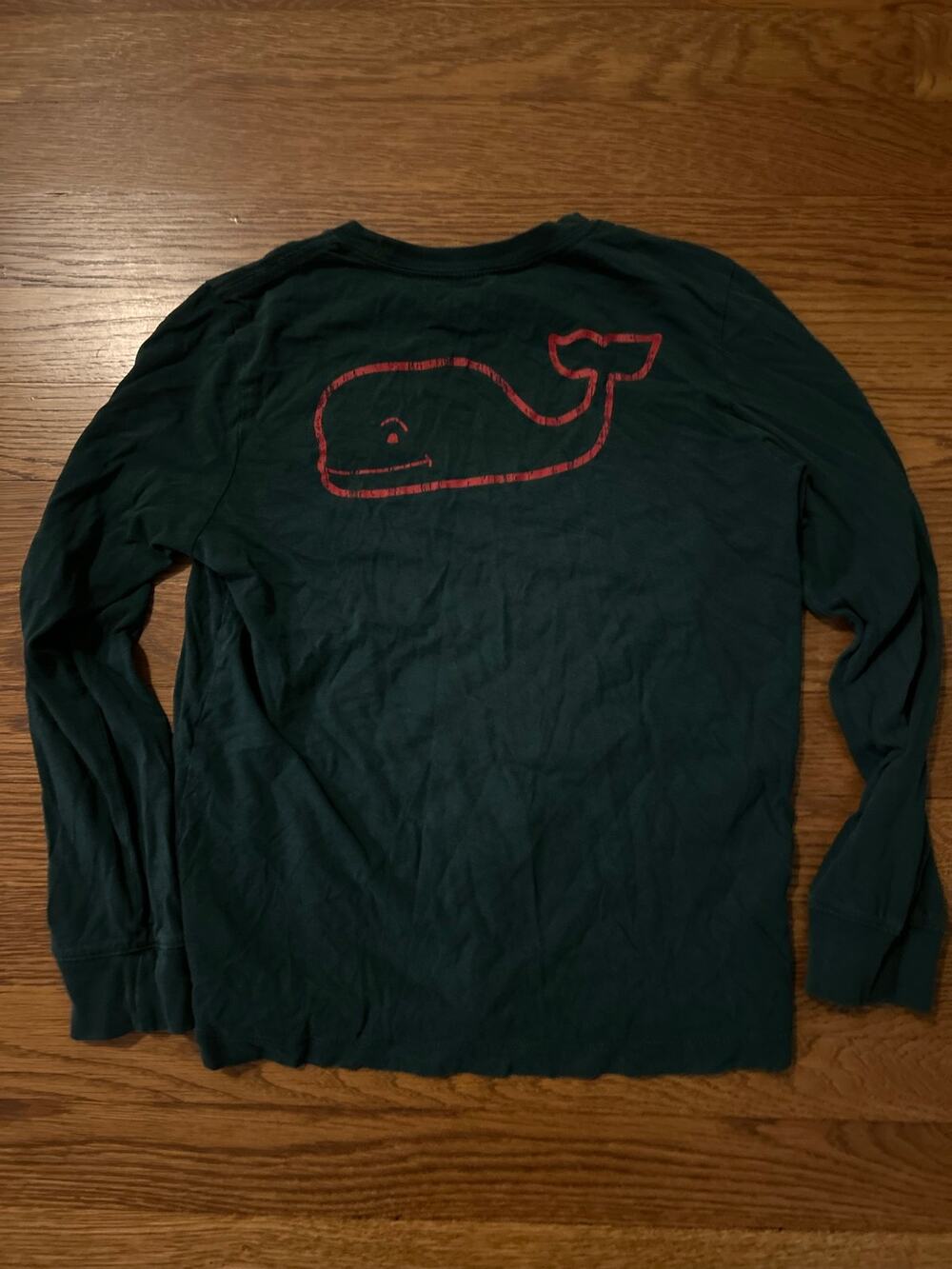 Vineyard Vines Kids Size 7 Long Sleeve Whale Graphic T-Shirt Green Preppy Cotton
